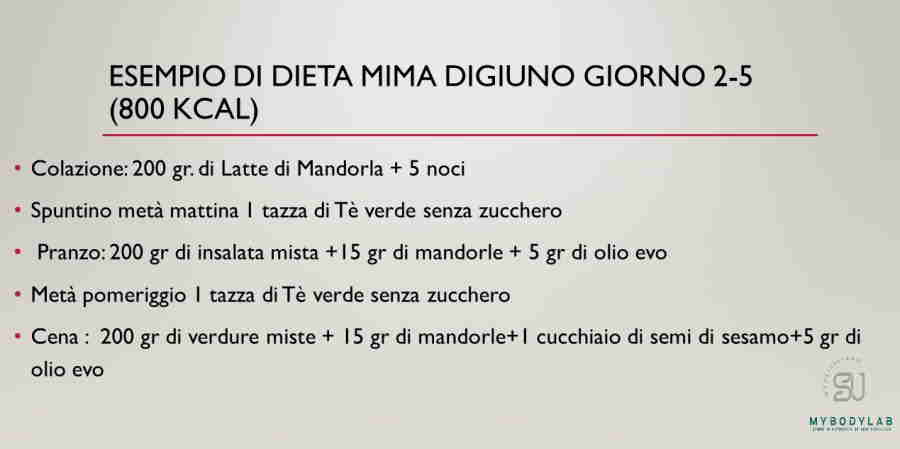 schema dieta mima digiuno giorni 2-5